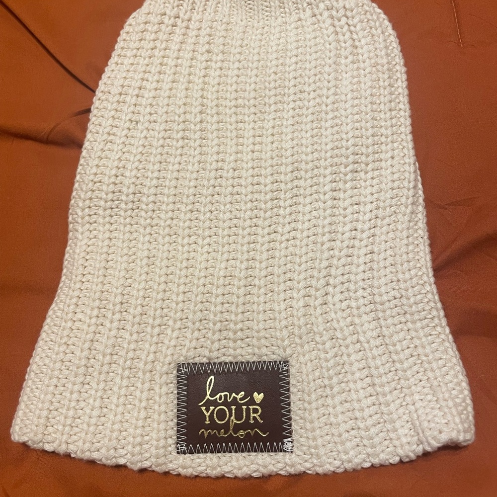 Love Your Melon Ivory Knit Beanie